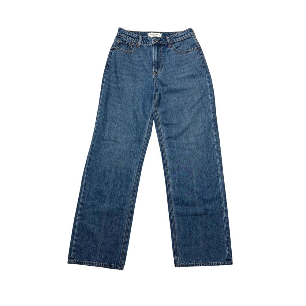 Abercrombie & Fitch Curve Love High Rise Loose Jeans 25 Medium Wash Blue Denim
